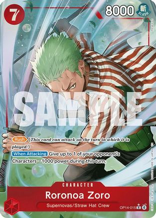 Roronoa Zoro - OP14-015 (Alternate Art) (OP14-015) - The Azure Sea's Seven Foil